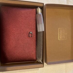 Coach Velvet/Red Textured Clutch with Silver Accent